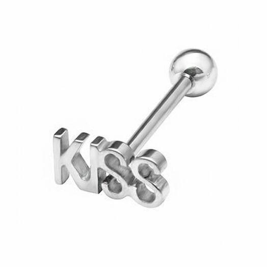 PR-SN-040 Пирсинг в язык штанга серебристая KISS