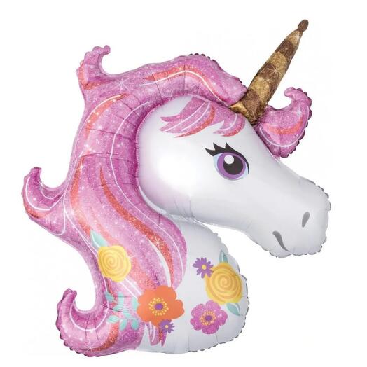 Unicorn balloon with flowers pink with helium
