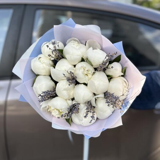 15 Белых Пионов и Ароматная Лаванда