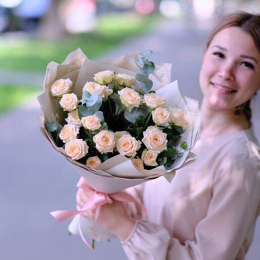 Delicate bouquet of cream bush roses "Tanya" 532