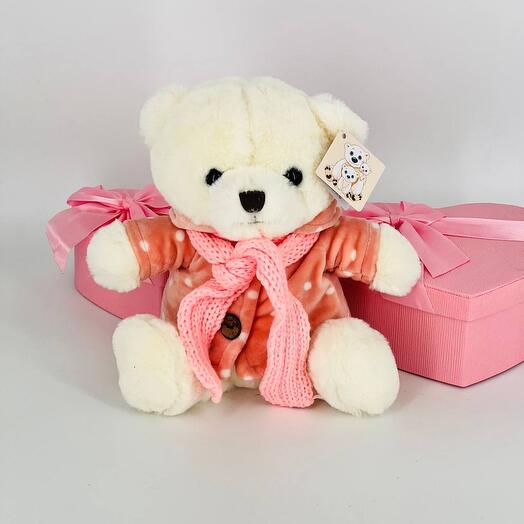 A white bear in a blouse 30 cm