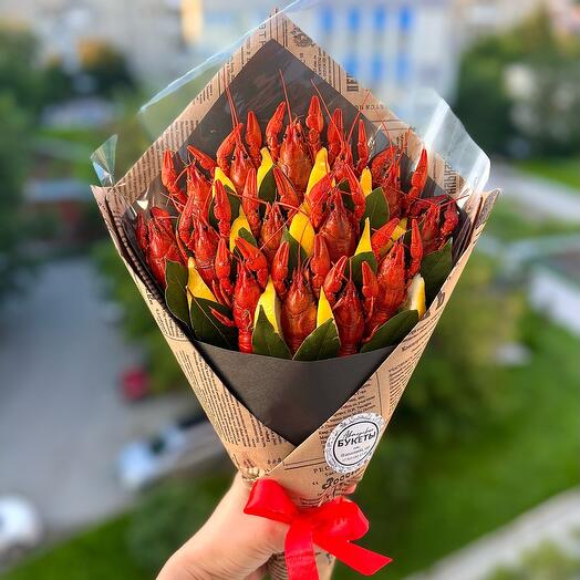 Мужской вкусный букет из раков, съедобный подарок мужчине