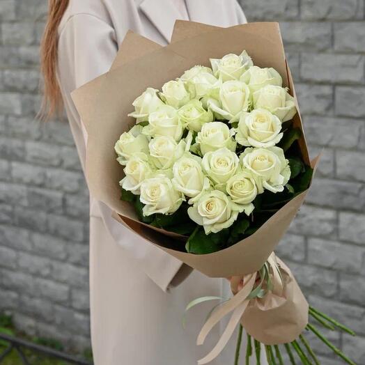 Белая роза 60см одн 21шт