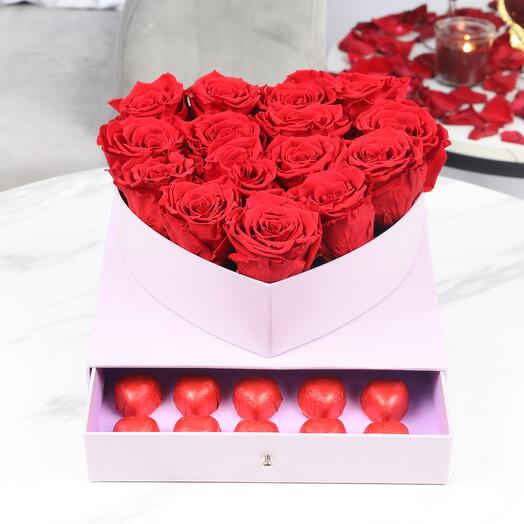 Pure Heart 15 Forever Red Roses in Premium Box