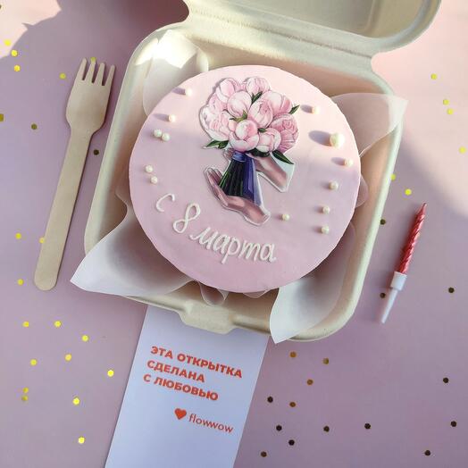 A delicate pink bento cake for the woman you love, a friend by March 8 with any inscription