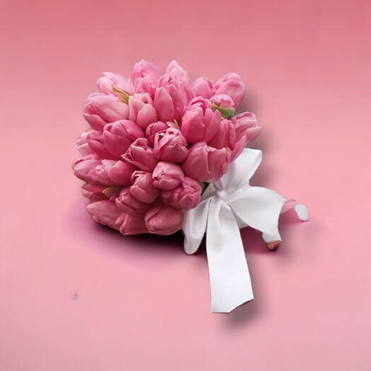 Pink Tulips Hand-Tied-Wedding-Bouquet