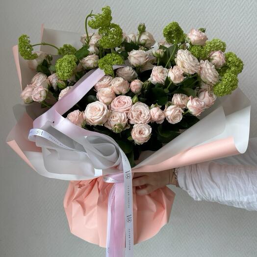 Viburnum with bush roses