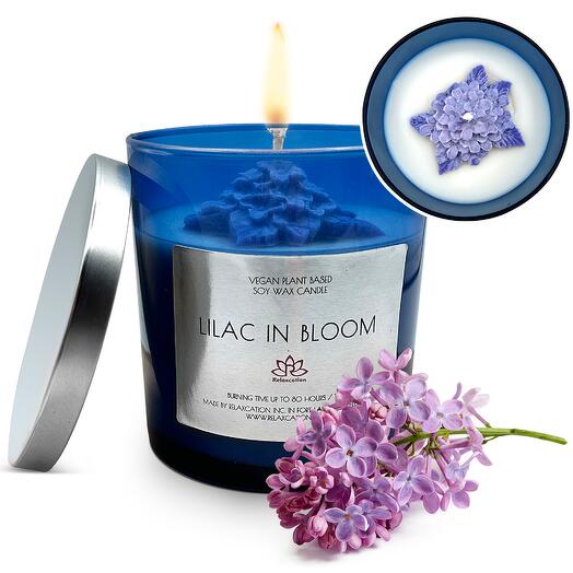 Soy Wax Candle Scented "Lilac in Bloom" in Glass Tumbler 10 oz
