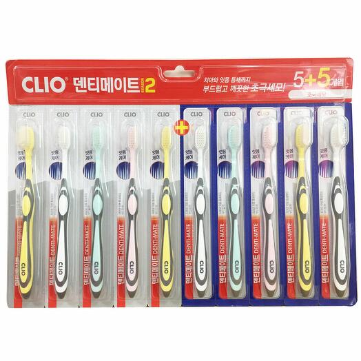 Clio New Perfection Antibacterial Double Fine Toothbrush Зубная щетка набор - 10 шт