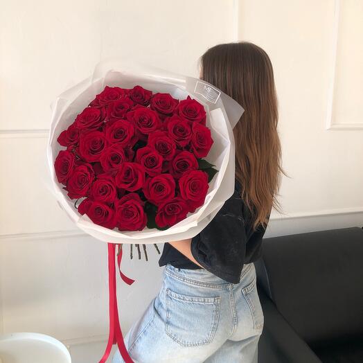 Голландская красная Роза 23шт
