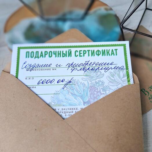 Сертификат на МК " Создание авторского флорариума"