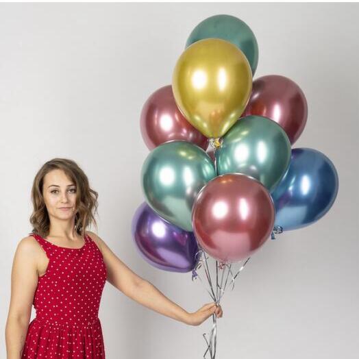 Воздушные шары с гелием ассорти ХРОМ разноцветные