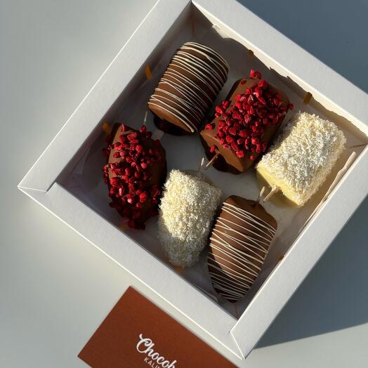 Set of 6 bananas in Belgian chocolate