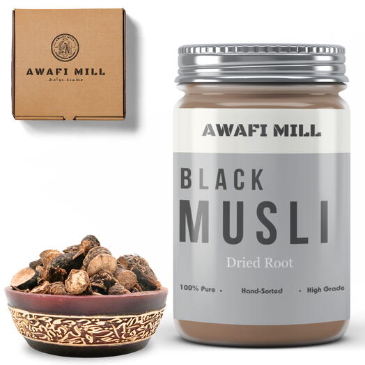 AWAFI MILL Black Musli Chips | Curculigo orchioides - Bottle of 100 Gram