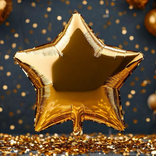 Gold star helium foil balloon