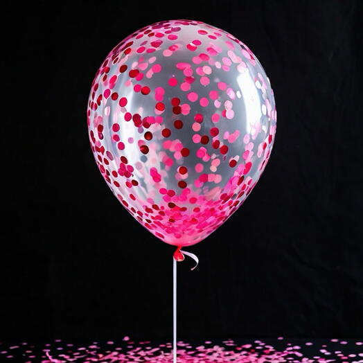 Латекс шар гелий 30см, розовый конфетти. Latex helium ballon 30sm, pink confetti