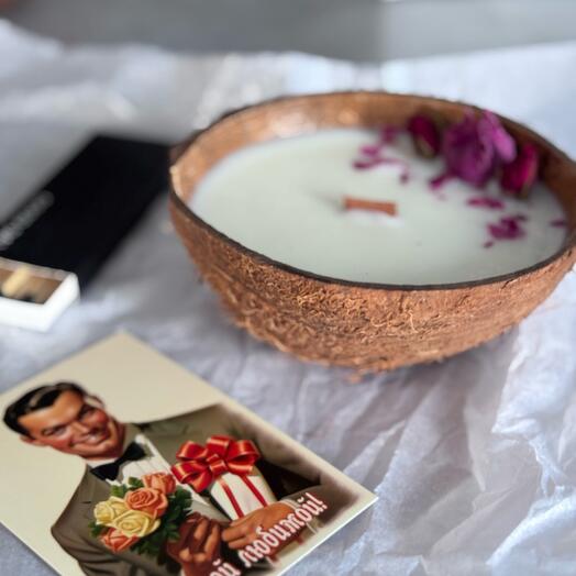 Vela de coco "champagne rosa"