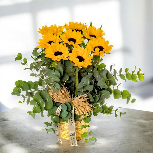 Cesto de girasoles