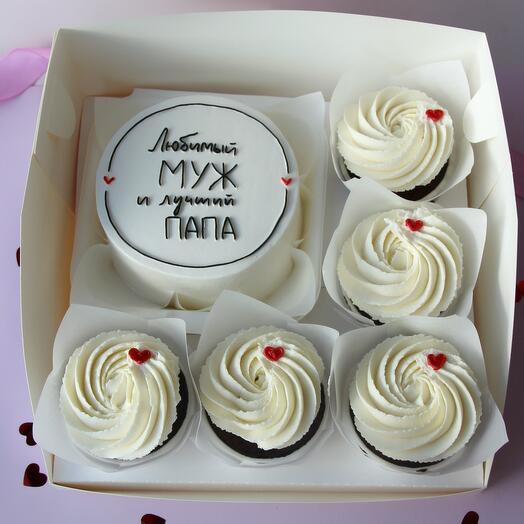 Dessert set bento cake and 5 cupcakes for dad