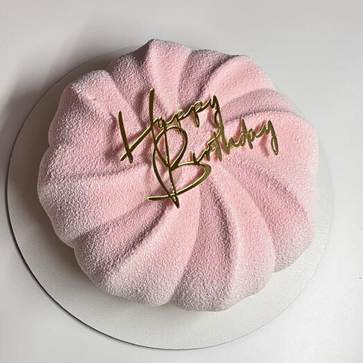 Муссовый торт Розовый завиток с топпером «Happy Birthday»