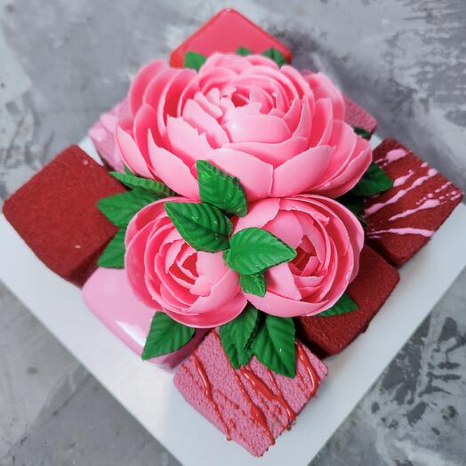 Торт муссовый кубики «Пионы»