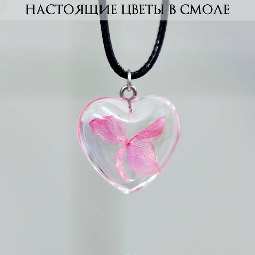 Кулон Гортензия с настоящим цветком