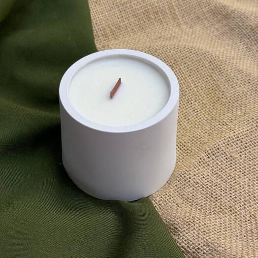 Свеча декоративная в стакане «Кожа и древесина»