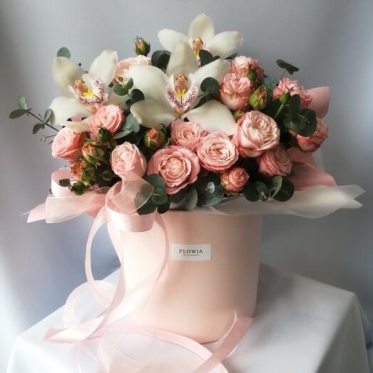 Caja de Orquídeas y rosa de peonía de arbusto