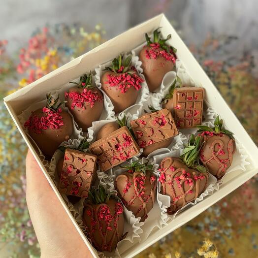 Fresas cubiertas de chocolate con Mini Azulejos 12pcs