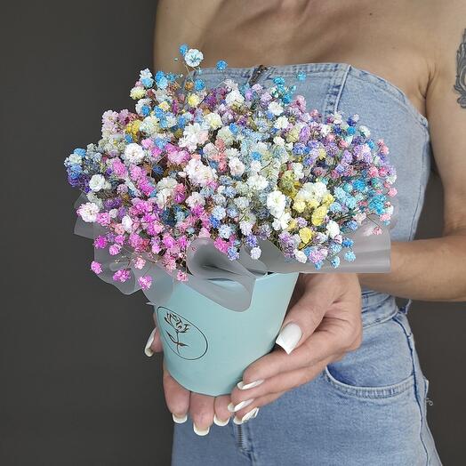 Цветы гипсофилы в стакане "Сладость"