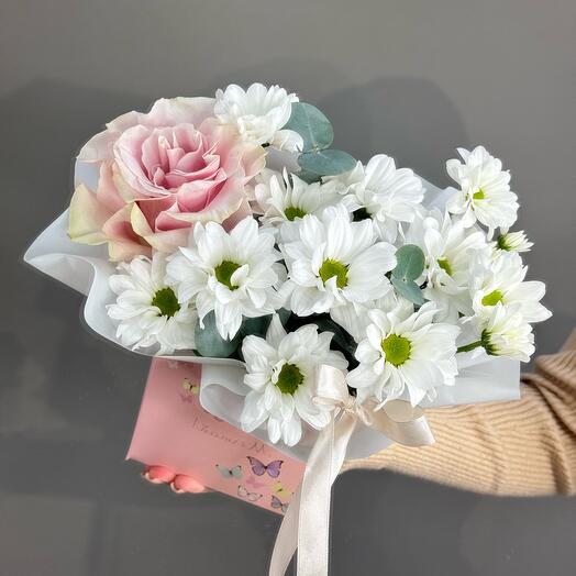 Мини-композиция с французской розой💖/ цветы с доставкой в Уфе