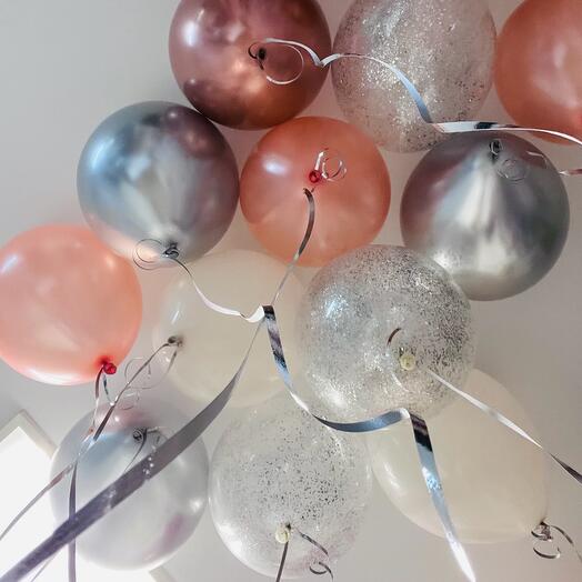Шары под потолок Серебряный микс