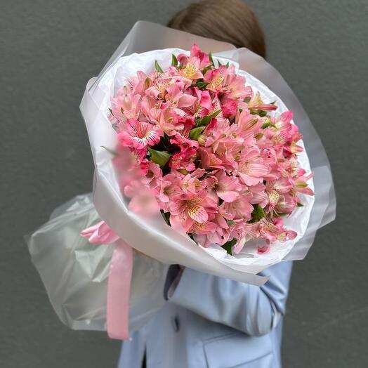 Букет из розовых альстромерий (большой)