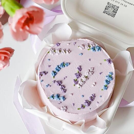 Бенто тортик нежный декор, с цветами на 8 марта