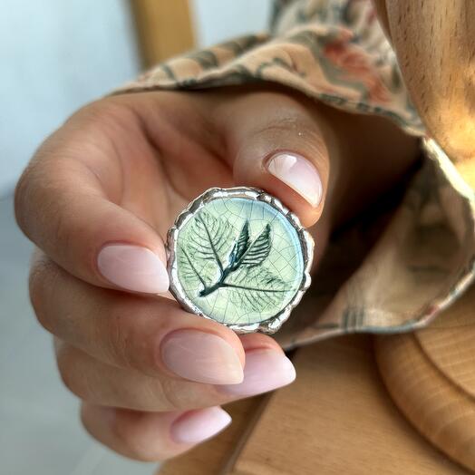 Авторское кольцо ручной работы с керамикой