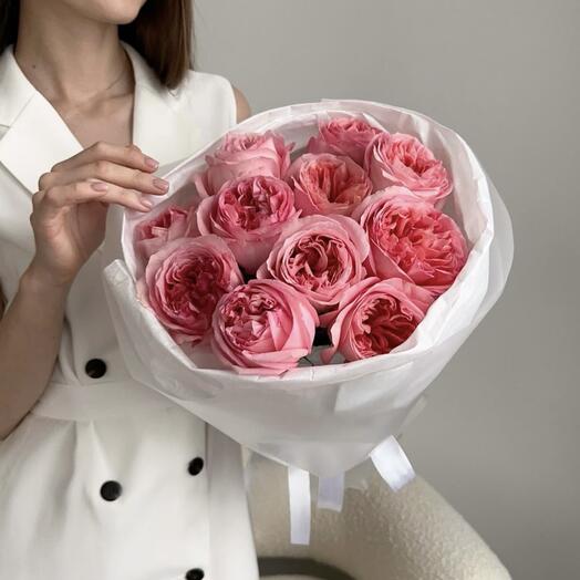 Розы для любимой|букет пионовидных роз 11