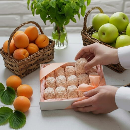 🍑Aprikozu zefīrs 1kaate×15gb. 🍑Aprycot and🍏Apple zephyr 1 box of 15pcs