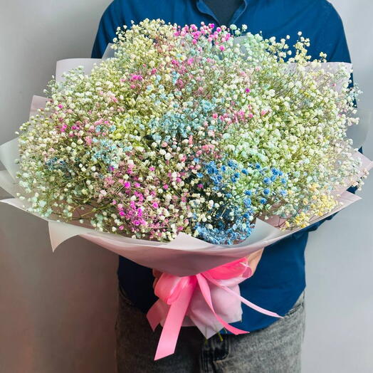 Букет "WOW" из цветной гипсофилы Мультиколор