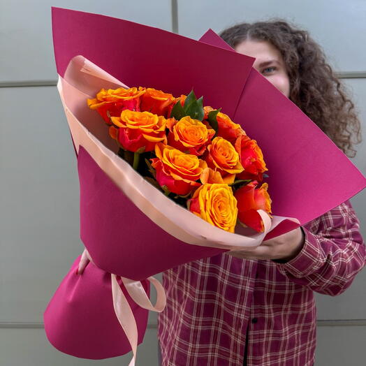 Акция!!! Букет "Красное золото" из роз L + сладкий подарок 🎁