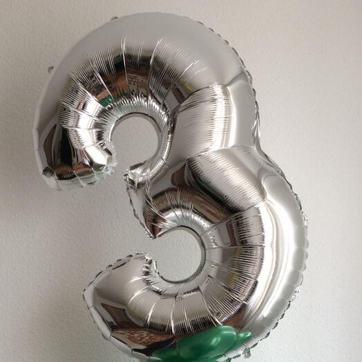 Шар цифра "3" (26"/66см) серебро