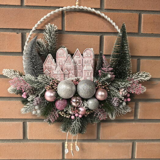 Новогодний венок Розовый