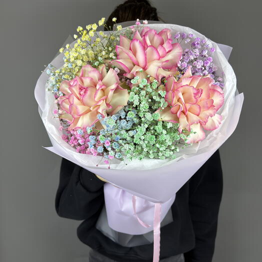 Авторский букет Present из радужных гипсофил