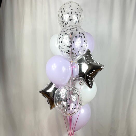 Set of helium balloons purple for girl women 11 pcs. Набор воздушных Шаров для девушки фиолетовый 11 шт