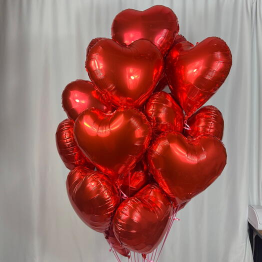Воздушные шары красные сердца 20 шт гелий. Helium balloons red hearts 20pcs