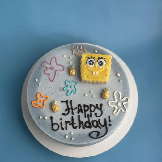 Торт-мороженое "Happy birthday!" с Губкой Бобом (начинка: черная смородина)