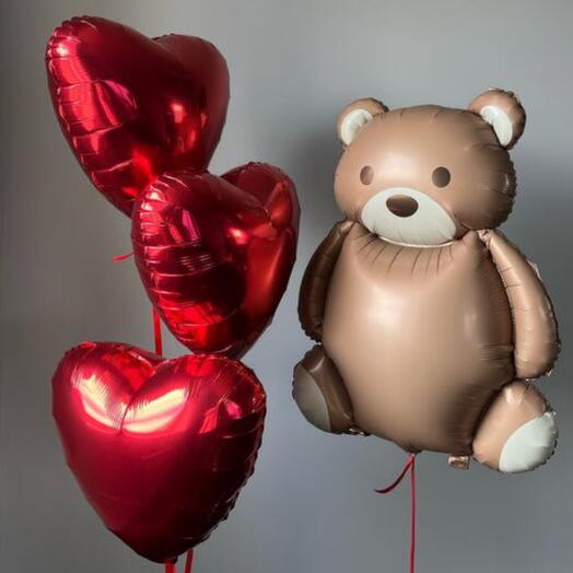 Набор сердец с мишкой