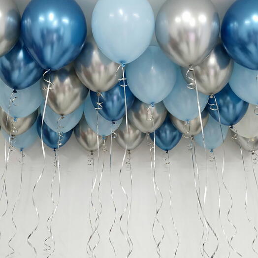 Воздушные шары "Синие и серебристые" 30 шаров
