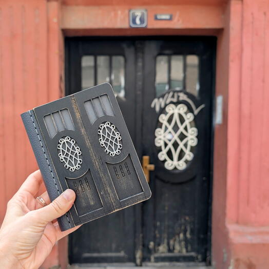 Black Belgrade door journal with white windows