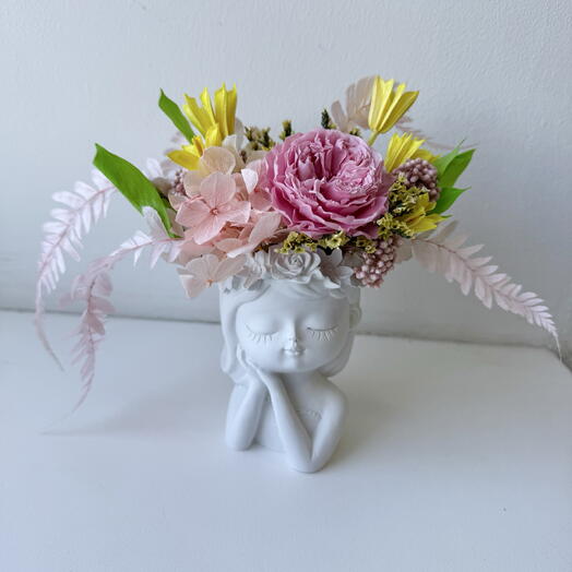 Букет композиция стабилизированная мини «Мечтательница Роза» подарок