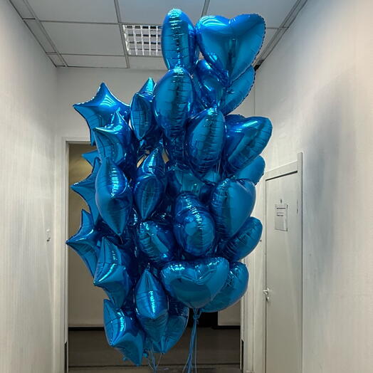 Синие шарики из фольги 40 шт